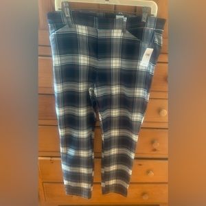 Plaid stretch ankle pants